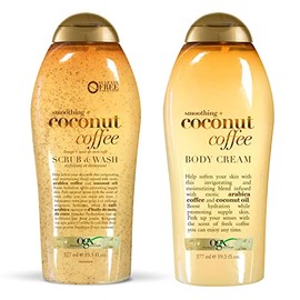 OGX, Crema Corporal, Smoothing  Coconut Coffee Body Cream, 577 ml  OGX, Jabón Exfoliante Corporal, Smoothing  Coconut Coffee Scrub  Wash, 577 ml      