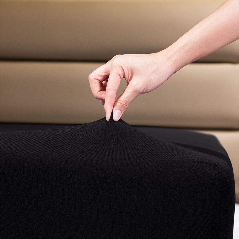 Deep Fitted Sheets Double Bed Black | Jersey Cotton European