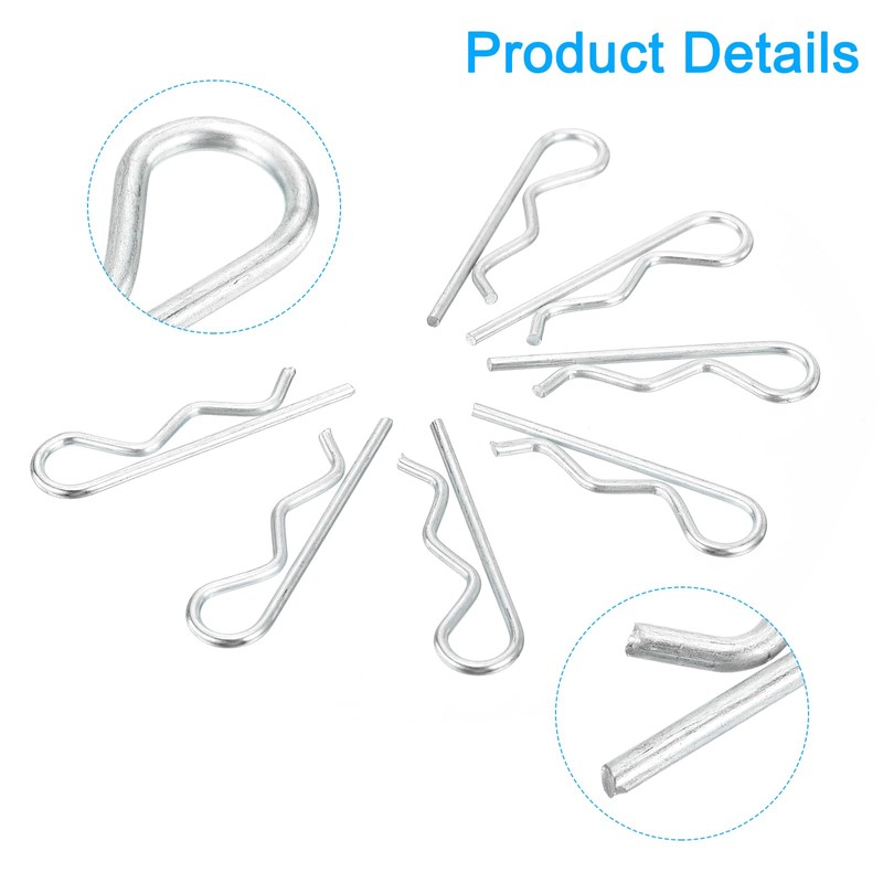 sourcing map 50Pcs 2.5mmx55mm Zinc-Plated Carbon Steel R Shaped Spring