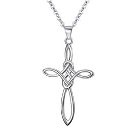 EVER FAITH Celtic Knot Cross Necklace Pendant 925 Sterling Silver Chain for Wowen Girls 21.2"