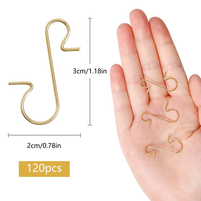 Bauble Hangers for Christmas Tree, Pack of 120 Small S-shaped