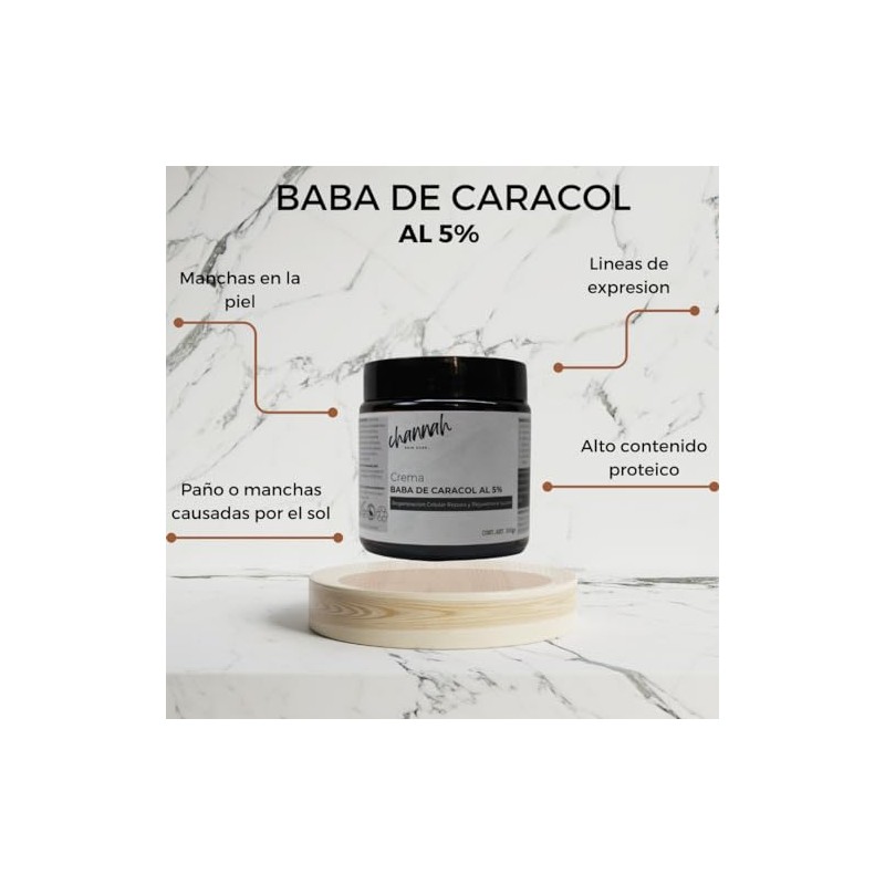 Crema de Baba de Caracol Con colágeno, Elastina, Alantoína, Ácido