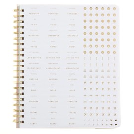 russell+hazel 2025-2026 Weekly Planner, Spiral Bound Blush Floral with Gold Foil Details, 9.1" x 11.2", July 2025 - June 2026, Features 15 Monthly Spreads, 1-Count