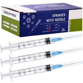 25Pack 3ml with 23 G Individual Package Suitable for Industrial, Scientific, Measuring, Watering, Pet Feeding, Oil or Glue Applicator