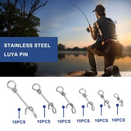 OTOTEC 60PCS Fishing Bait Rigs Clips Length 10mm-33mm Breaking Strain 8kg-50kg Stainless Steel Fishing Swivel Snap for Spin Fishing for Perch Trout Zander