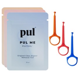 PUL Pack of 3 Reusable Clear Aligner Removal Tool — Compatible with Invisalign, Removable Braces, Retainers, Trays – Easy-to-Use Device Remover, Dental & Oral Hygiene Care Product – Blue, Orange, Pink