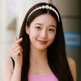 Point Big Pearl Pearl Hair Band 2ea