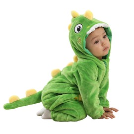 TONWHAR Unisex-Baby Animal Onesie Costume Cartoon Animal Outfit Homewear Kids' One-Piece Rompers(2-3T, Dark Green Dinosaur)
