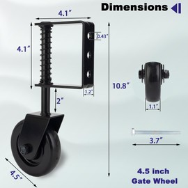 Real Fancy 4.3" Heavy Duty Gate Wheel - Spring Loaded Gate Wheel for Wooden/Metal/Fence Gate, TPR Rubber & Precision Bearings, Dual Rust Protection, 2 Pack