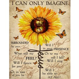 eGoodn Butterfly Flower Diamond Painting Kit for Adults 16x20 Inches / 40x50cm Jesus Faith Sunflower Diamond Art Beginner Kit DIY Crafts Gem Painting Full Round Drill