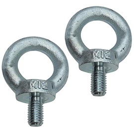 AERZETIX - C49755 - Set of 2 - Eye Bolts - M12 - Ring Crane Eyelets - Galvanised Steel - Metric Thread - DIN 580-340 kg - Colour Silver