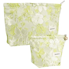 Ghope 2 Pieces Cosmetic Bag for Women Girls, Small Toiletry Bag, Multifunctional Make Up Bag, Toiletry Bag, Makeup Bag, Organiser for Travel, Gift