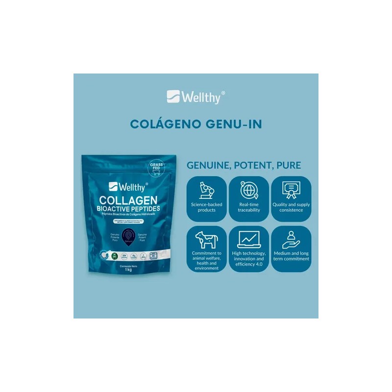 Péptidos Bioactivos De Colágeno Hidrolizado 1kg Wellthy Sabor Sin Sabor