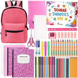Gilprop 68 Pcs Back to School Supplies Box for Kids K-8 Students Primary Middle School Supplies Kit Bundle Essential Stuff Bulk Pen Notebook Stationery for Teacher Student Classroom(Pink Aesthetic)