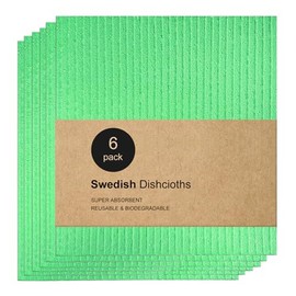 ADDUPP Cleaning Rags Swedish Dishcloths, Cellulose Sponge Cloths Absorbent Wipes, Swedish Dishcloth for Kitchen, Assorted Dish Cloths for Washing Dishes, 6 pcs Green