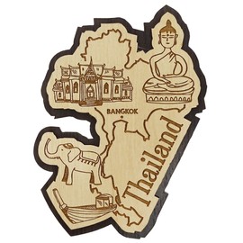 Printtoo Souvenir Wooden Thailand Map Gift Collectibles Engraved Fridge Magnet