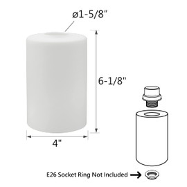 Aspen Creative 23609-01, White Opal Cylinder Glass Shade, 4" Dia x 6" H/Center Hole: 42mm