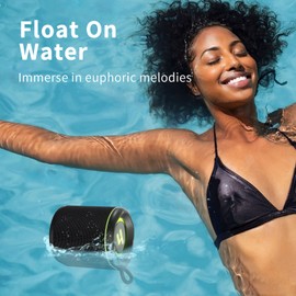 HEYSONG Portable Bluetooth Speaker with HD Sound, Small Waterproof Shower Speaker with Microphone, RGB Lights, Pairing for Beach, Travel, Camping, Office, Home and Outdoor, Black