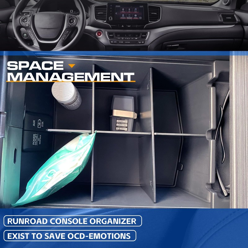 RUNROAD Center Console Organizer for Honda Pilot (2016-2022)/ Ridgeline (2017-2023)/