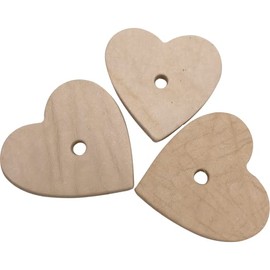 Mandarin Bird Toys by M&M 5042 Pk3 Large Punched Leather Hearts - Natural USA Sourced Vegetable Tanned Chewable Leather Foot Toys, Large Straightforward Heart Shapes, Punched Center Hole