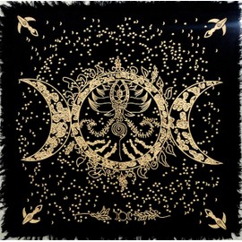 INDIAN CRAFT CASTLE Altar Cloth Tapestry Tablecloth Ritual Spiritual Cloth for Sacred Places, Cotton Square Tarot Table Cover Cloth Tarot Witchery Supplies Triple Moon Angel 18x18 inches