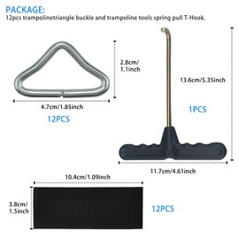 Trampoline Triangle Buckle Trampoline Springs Trampoline Mat Triangle Rings V-Ring Buckle Webbing Trampoline Accessories with Trampoline Tool Spring Pull T-Hook Pack of 12