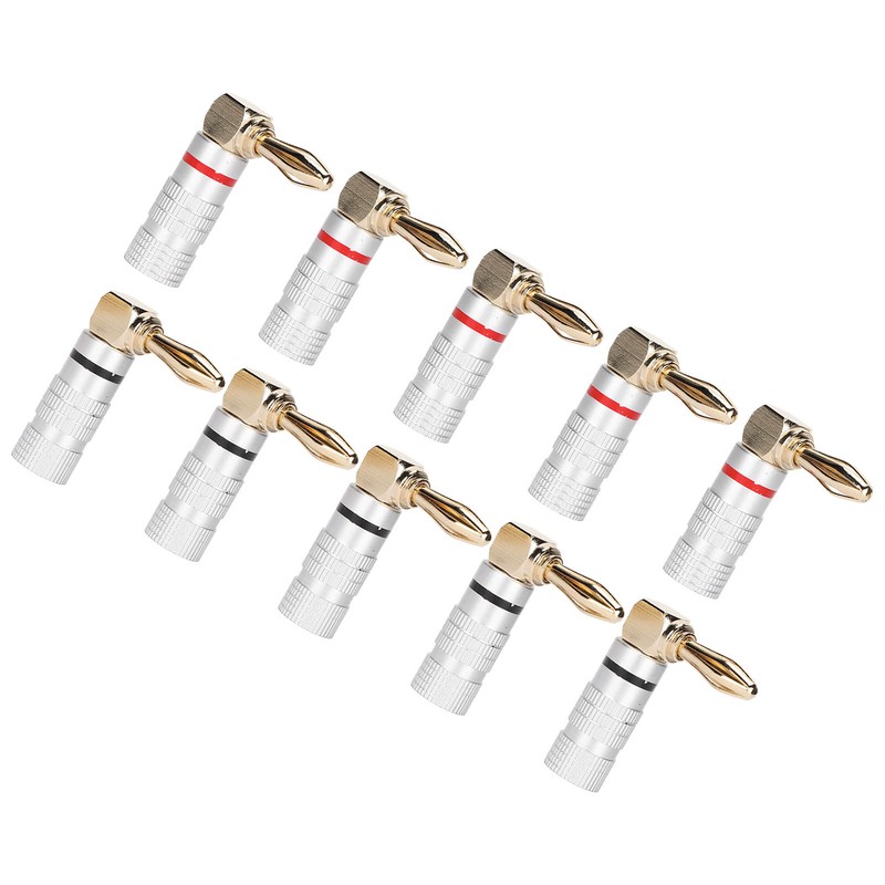 10 Pcs Banana Plugs 24K Copper Gold Plated Aluminum Case