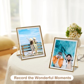 yanduxia 8x10 Vertical Tabletop Metal Tempered Glass Picture Frames of 2 for Tabletop Display for Multi Size Photos Including 6x8,5x7 Decor