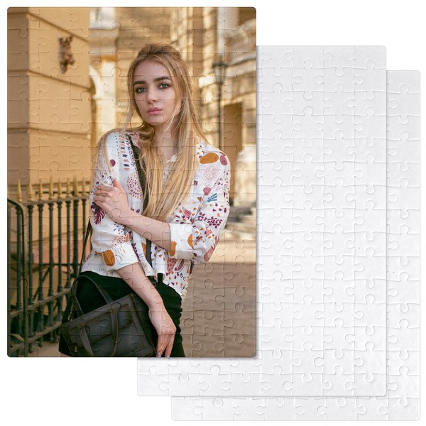 Thinp Pack of 3 Sublimation Puzzles Empty Puzzle Heat Transfer Puzzle Pieces Sublimation Transfer Heat Press White Puzzle Sublimation Blanks for Individual DIY Crafts Puzzle