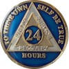 24 Hours AA Medallion Metallic Midnight Blue Tri-Plate Sobriety Chip