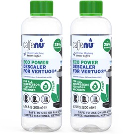 Nespresso Compatible Descaling Kit. 2 Bottles of Vertuo Descaler Solution. Removes Limescale For Hotter Coffee. 4 Uses Descaler For Nespresso Vertuo Coffee Machines.