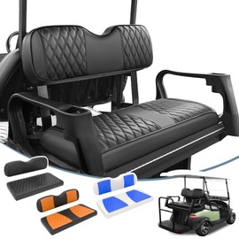 Rosefray Golf Cart Seat Covers Fit for Club Car Precedent/Club Car DS/EZGO RXV/EZGO TXT/Yamaha OEM Rear Seat Cushion, Backrest Leather Litte Diamond Seat Covers-Black