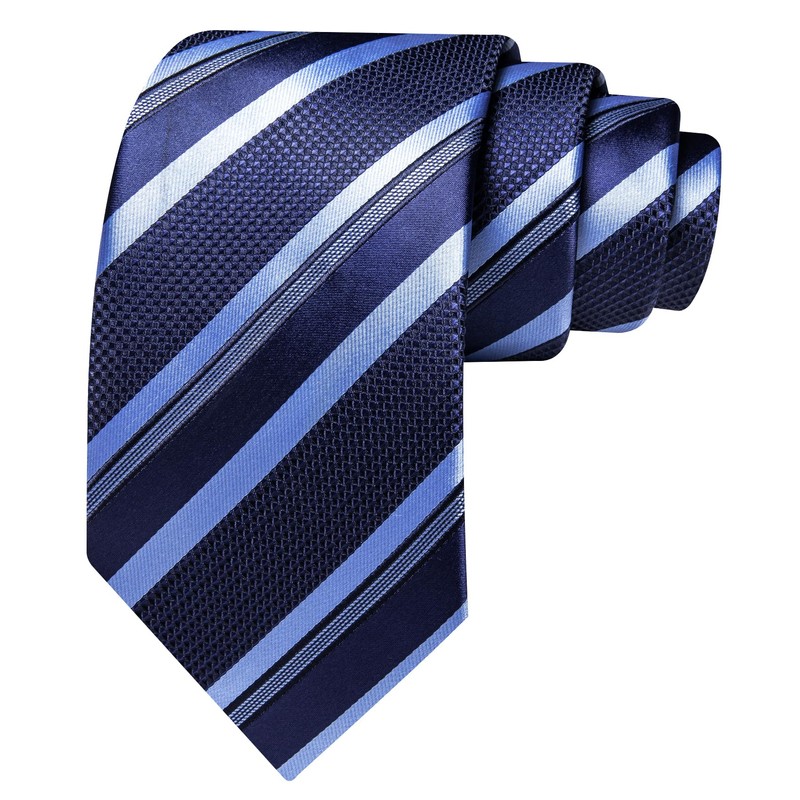 Barry.Wang Men's Silk Business Ties with Handkerchief Cufflink Stripes Plaid
