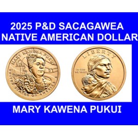2025 P &D MARY KAWENA PUKUI Native American Dollar Set - Two Coins!