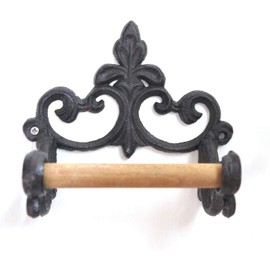 Antique Cast Iron Rustic Toilet Roll Holder Wall-Mounted Paper Holder Decor for Kitchen and Bathroom Without Lid