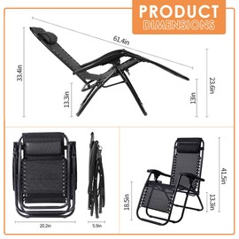 CB COZY BOX CozyBox Adjustable Zero Gravity Lounge Chair with Steel Mesh Fabric: Reclining Lawn Chair Featuring Comfort Pillow, Cup Holder Tray, and Customizable Recline Positions