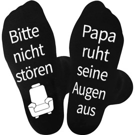 Dad Gift Birthday Father's Day Funny Socks with Saying Bitte nicht stören Papa ruht seine Augen aus Gifts for Dad, Birthday Gift Christmas Gifts Father's Day Gift for Dad 43-46, black