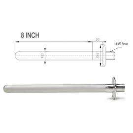 Stainless Steel 1.5" Tri-Clamp Ferrule Diffusion Stone,1.5 Inch Tri Clamp Carbonation 2 Micron Aeration Stone,Male Connect 1/4" NPT CO2 inlet,8" Length for Brew Aeration Equipment