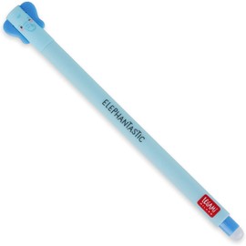 Legami - Erasable gel pen, ball at the end for removing ink without using the film - Thermosensitive blue ink, tip diameter 0.7 mm - Elephant theme, EP0018
