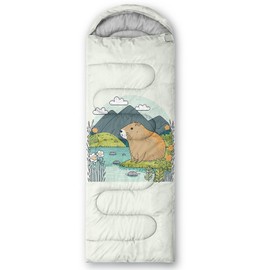 QOOMO Otter Pond Flower Printed Camping Sleeping Bags,3 Season Warm & Cool Weather,Lightweight,Waterproof Sleeping Bags for Adults & Kids,Traveling,and Outdoors,Camping Gear Equipment,31x90inch