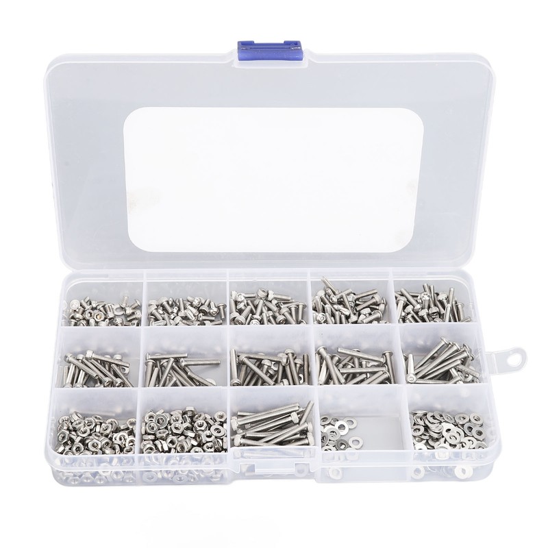 840Pcs Bolts Nuts Assortment Kit Metric M2.5 Assorted Cap Hex
