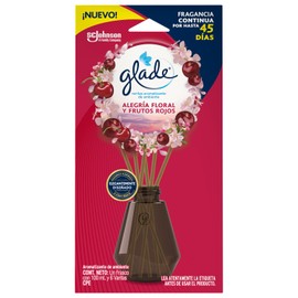 Glade® Aromatizante Varitas Alegría Floral y Frutos Rojos Frasco con 100 ml y 6 Varitas