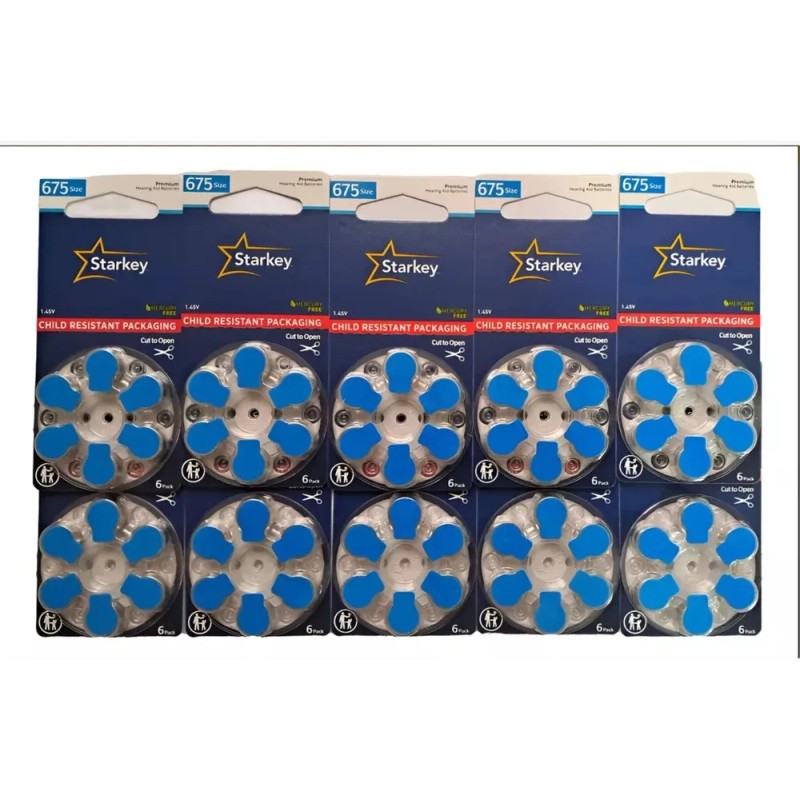 Pilas Starkey Para Aparato Auditivo Azul No. 675 60 Pzs