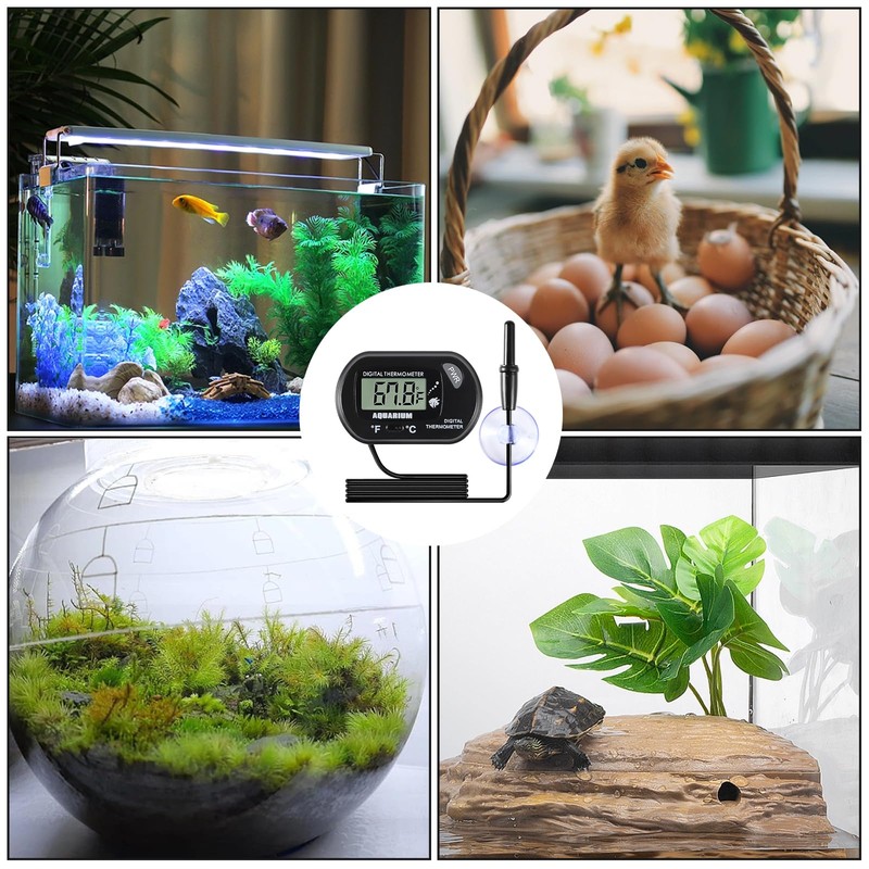 AEDIKO 2pcs Aquarium Thermometer LCD Digital Fish Tank Thermometer with