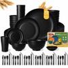Teivio 72-Piece Kitchen Plastic Wheat Straw Dinnerware Sets for 6,