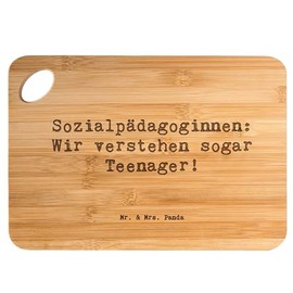 Mr. & Mrs. Panda Bamboo Chopping Board with German Text "Sozialpädagoginnen: Wir verstehen sogar Teenager! - Gift, Wooden Chopping Board, Professional Products,