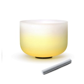 Hye-eun 10inch 432hz E Note Gradient Yellow Quartz Crystal Singing Bowl Solar Plexus Chakra for Yoga Healing Sound Energy Vibration Balance