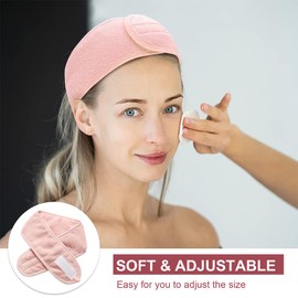 3 Adjustable Elastic Terry Cloth Headbands with Velcro Washable Hair Bobbles for Makeup Shower Sports