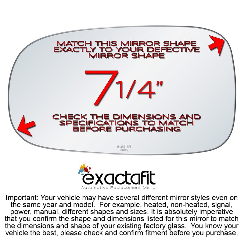 exactafit 8191L Driver Side Mirror Glass Replacement Repair Compatible With