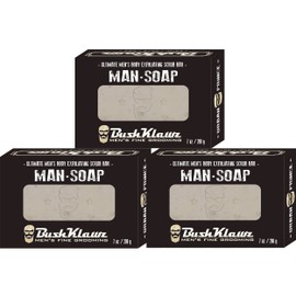BushKlawz URBAN PRINCE BIG BRICK Exfoliating MAN SOAP - Deep Clean Your Skin, Remove Dead Cells, and Moisturize with Natural Oils - 200g / 3 Pack